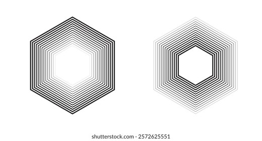 Hexagon icon of vector geometry hexagonal six sided polygon hexagon line modeern background