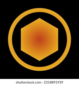 Hexagon icon vector illustration on isolated black background.