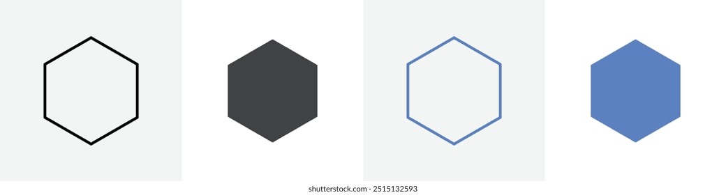 Conjunto de Vectores de ícono hexagonal para Web UI o App