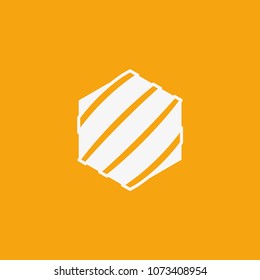 Hexagon icon with white lines on yellow background