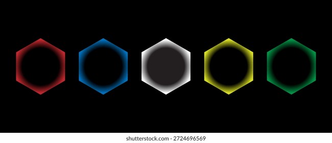 Los íconos hexagonales son Vectores geométricos hexagonales, polígonos de seis lados y líneas hexagonales. Formas geométricas del hexágono en un fondo oscuro para el Diseño gráfico.