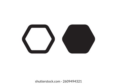 Hexagon icons in outline and solid style Vector