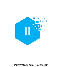 Hexagon II Initial Logo designs with pixel texture Vector illustration