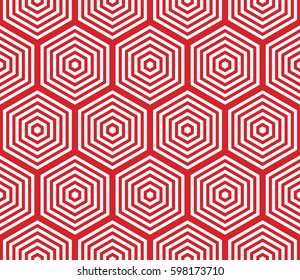 Hexagon illusion stripe Seamless Pattern red vector