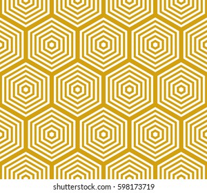 Hexagon illusion stripe Seamless Pattern gold vector