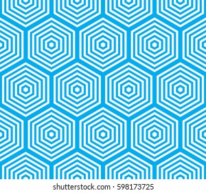 Hexagon illusion stripe Seamless Pattern blue vector
