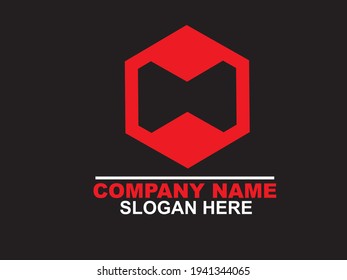 Vector de diseño de logotipo de letra M de cude hexagón 