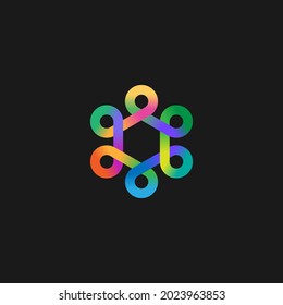 Hexagon infinity with colorful gradient logo