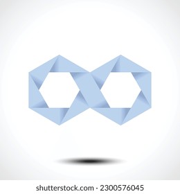 Hexagon infinity logo sign, origami style icon. Vector illustration.