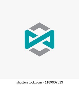 hexagon infinity logo vector, hexagon concept template