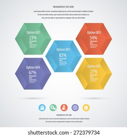Hexagon infographic. 5 Options. EPS10 vector. All elements in separate layers.