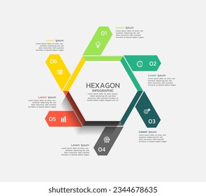 Hexagon infographic business template with elements