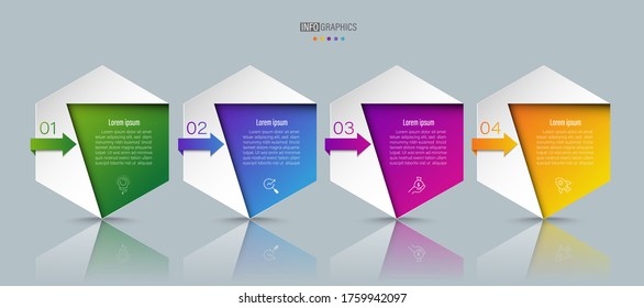 Color del diagrama de gráfico de Hexagon Info-graphic en plantilla info-grafica vectorial