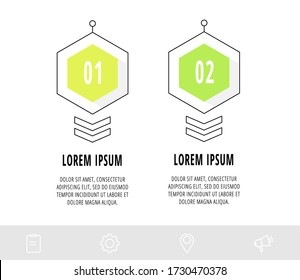 Hexagon Infografik Design Vorlage mit 2 Optionen und Icons. Vector Line Business Concept. Kann für Web, Banner, Workflow-Layout, Präsentationen, Flussdiagramm, Infografiken, Timeline, Inhalt verwendet werden.