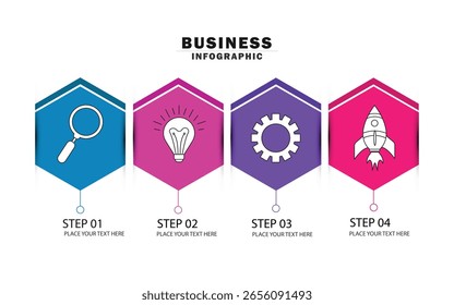 Hexagon infographic design template with 4 options and icons