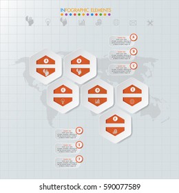 Hexagon infographic element template vector