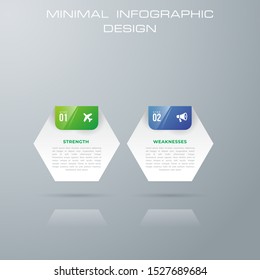Hexagon Infographic template with 2 options, workflow, process chart,Timeline infographics design vector can be used for workflow layout, diagram, - Vector