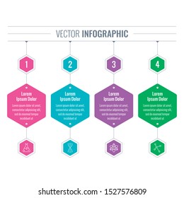 hexagon infographic template. four steps information template. business infographic template. science information template