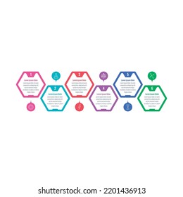 hexagon infographic template. six option informational templates. scientific, health, internet, web, business, annual report, magazine infographic template
