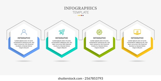 Hexagon Infographics design template. Business icons with 4 options.