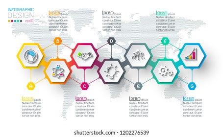 Hexagon inforgraphics on vector graphic art.