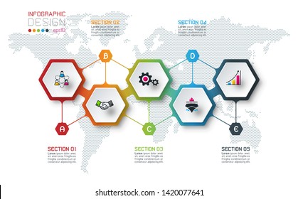 Hexagon inforgraphics on vector graphic art.