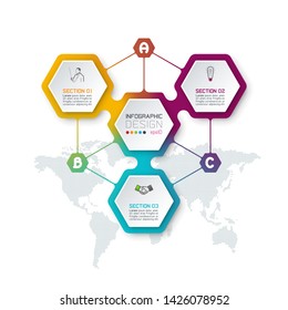 Hexagon inforgraphics on vector graphic art.