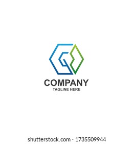 hexagon with initial g logo design minimalist