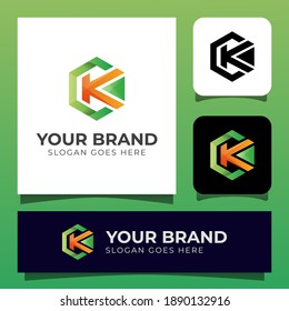 hexagon with initial letter C and K for your business brand logo design