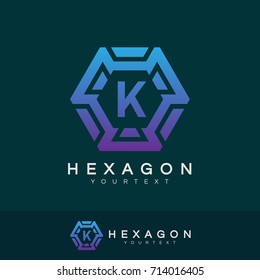 hexagon initial Letter K Logo design