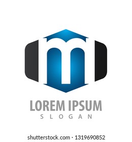 Hexagon initial letter M logo concept design. Symbol graphic template element 