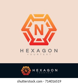 hexagon initial Letter N Logo design
