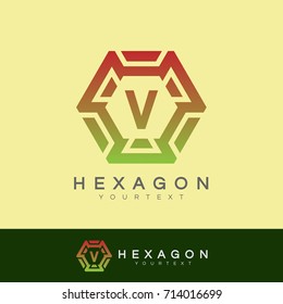 hexagon initial Letter V Logo design