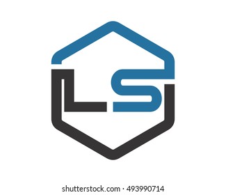 hexagon initial typography LS alphabet font image vector symbol logo