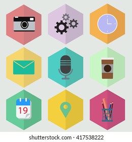 Hexagon internet flat icon design
