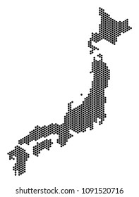 Hexagon Japan map. Vector territorial scheme on a white background. Abstract Japan map collage is created from hex-tile items.