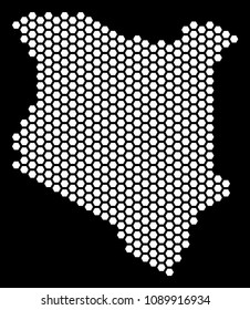 Hexagon Kenya map. Vector geographic scheme on a black background. Abstract Kenya map collage is done with hexagonal blots.