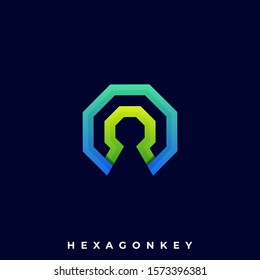 Hexagon Key Illustration Vector Template. Suitable for Creative Industry, Multimedia, entertainment, Educations, Shop, and any related business