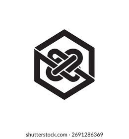Logotipo de encravamento de nó hexágono: Símbolo abstrato do loop infinito geométrico