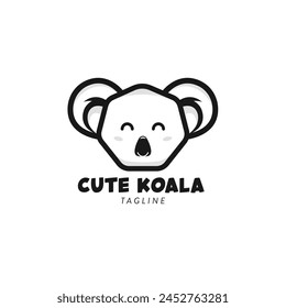 Hexagon koala head Logo Symbol Design, Modern Mascot Cartoon koala mascot