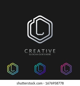 Design der Vektorillustration des Logos Hexagon L Lettter für Technologieunternehmen und mehr Marken