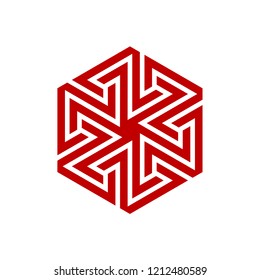 Hexagon Labyrinth Logo Design Template