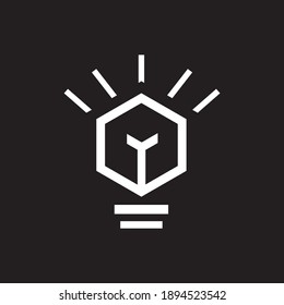 logotipo de diseño de contorno vectorial de lámpara hexagonal