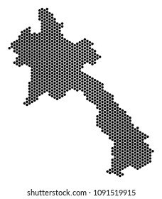 Hexagon Laos map. Vector territory scheme on a white background. Abstract Laos map composition is designed from honeycomb elements.