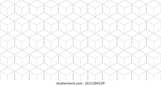 Hexagon Lattice Pattern-Black and  White Geometric Grid with Depth Illusion