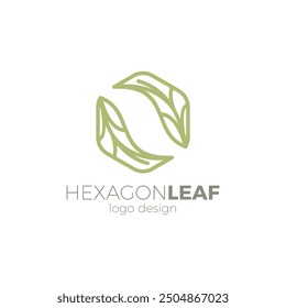 Diseño de logotipo de hoja hexagonal. Vector de logotipo orgánico. Logotipo de la línea de hoja