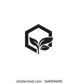 Hexagon Leaf Logo Icon Design Element
