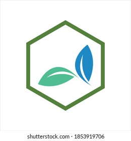 hexagon  leaf logo vector illustration design template