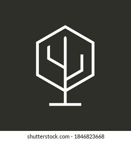 hexagon leaf vector outline logo design