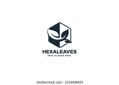 Hexagon Leaves Logo Vector Template